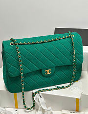 Kitlife Chanel Extra Large Classic Flap Bag Green Fabric 40x26x12cm - 4