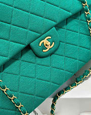 Kitlife Chanel Extra Large Classic Flap Bag Green Fabric 40x26x12cm - 2