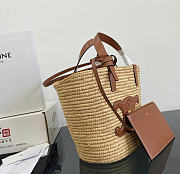Kitlife Celine Teen Supple Panier Bag In Raffia And Tan Calfskin 115802 21.5x22x13cm - 5