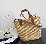 Kitlife Celine Teen Supple Panier Bag In Raffia And Tan Calfskin 115802 21.5x22x13cm - 4
