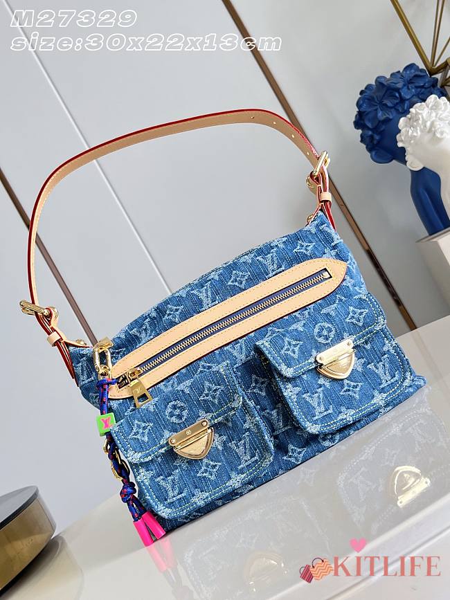 Kitlife Louis Vuitton Baggy Bag Blue Denim M27329 30x22x13cm - 1