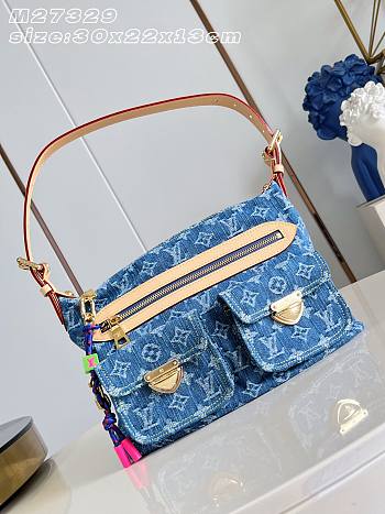 Kitlife Louis Vuitton Baggy Bag Blue Denim M27329 30x22x13cm