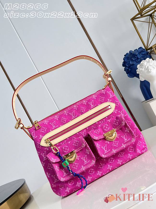 Kitlife Louis Vuitton Baggy Bag Pink Denim M28266 30x22x13cm - 1