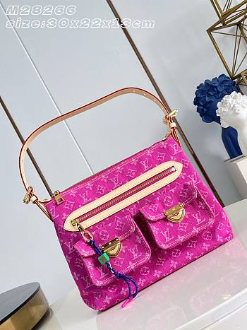 Kitlife Louis Vuitton Baggy Bag Pink Denim M28266 30x22x13cm