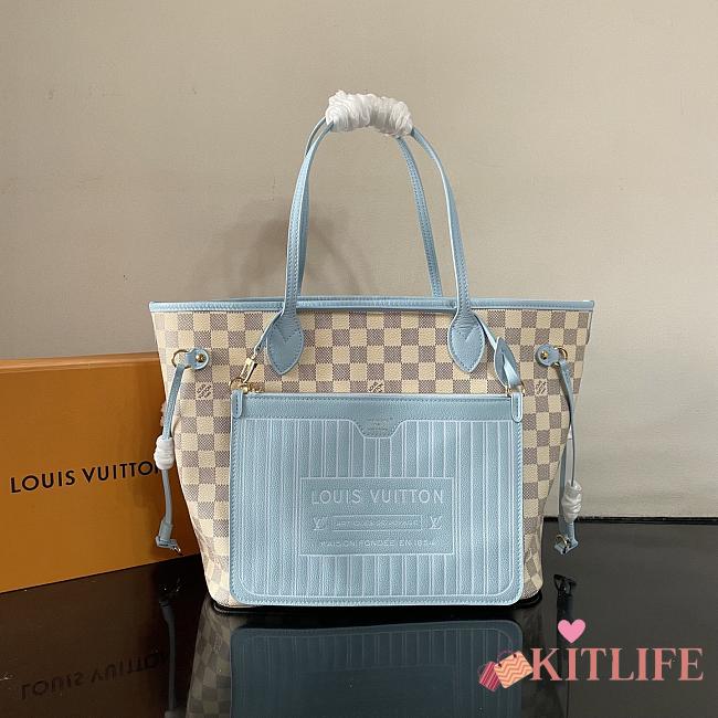 Kitlife Louis Vuitton Neverfull Inside Out MM Bag Damier Azur N40946 47x28x14cm - 1