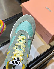 Kitlife Miu Miu Women's Green Gymnasium Low-Top Technical Fabric And Suede Sneakers - 3