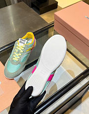 Kitlife Miu Miu Women's Green Gymnasium Low-Top Technical Fabric And Suede Sneakers - 2