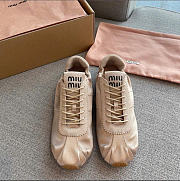 Kitlife Miu Miu Plume Satin Sneakers Beige - 1