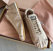 Kitlife Miu Miu Plume Satin Sneakers Beige - 3