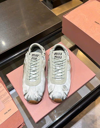 Kitlife Miu Miu Plume Satin Sneakers Silver
