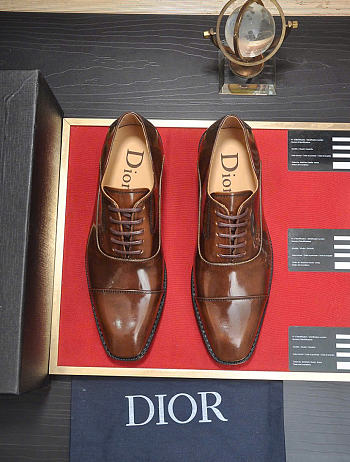 Kitlife Dior Men Oxford Shoes Deep Brown Polished Calfskin