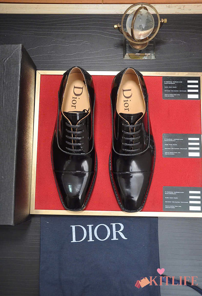 Kitlife Dior Men Oxford Shoes Black Polished Calfskin - 1