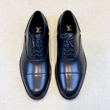 Kitlife Louis Vuitton Men Oxford Shoes Black Shiny Leather
