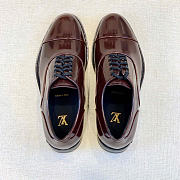 Kitlife Louis Vuitton Men Oxford Shoes Dark Brown Shiny Leather  - 4