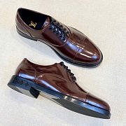 Kitlife Louis Vuitton Men Oxford Shoes Dark Brown Shiny Leather  - 3