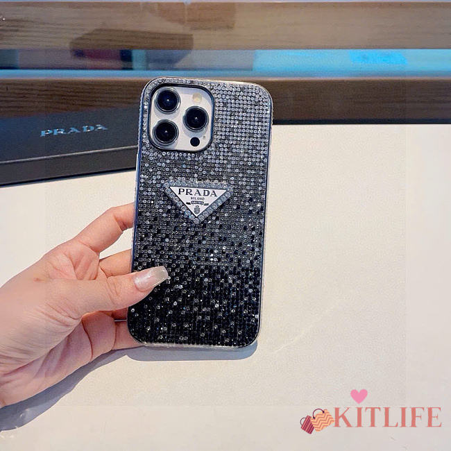 Kitlife Prada Sparkling Diamond Phone Case Black - 1