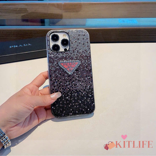 Kitlife Prada Sparkling Diamond Phone Case Pink - 1