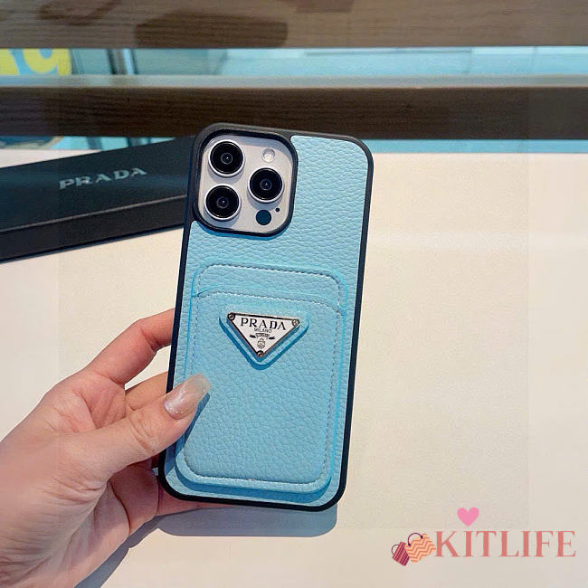 Kitlife Prada Card Insert Phone Case Blue - 1