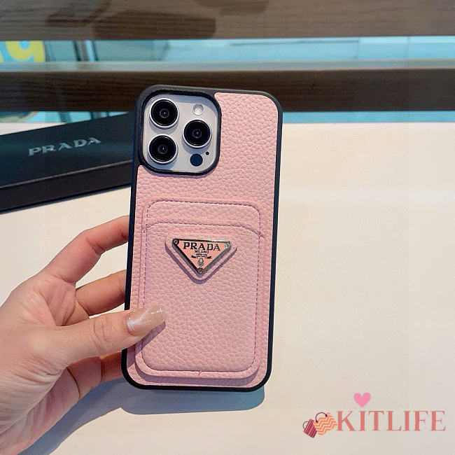 Kitlife Prada Card Insert Phone Case Pink - 1