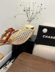 Kitlife Chanel Open-toe Shoes Beige Mesh fabric, Cotton, Sheepskin, High-grade resin & Metal - 5