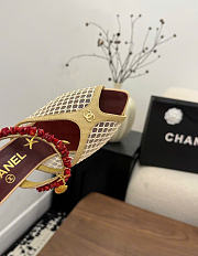 Kitlife Chanel Open-toe Shoes Beige Mesh fabric, Cotton, Sheepskin, High-grade resin & Metal - 4