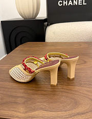 Kitlife Chanel Open-toe Shoes Beige Mesh fabric, Cotton, Sheepskin, High-grade resin & Metal - 2