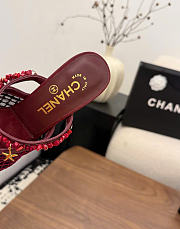 Kitlife Chanel Open-toe Shoes Burgundy Mesh fabric, Cotton, Sheepskin, High-grade resin & Metal  - 6