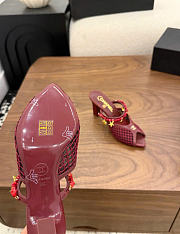 Kitlife Chanel Open-toe Shoes Burgundy Mesh fabric, Cotton, Sheepskin, High-grade resin & Metal  - 5
