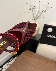 Kitlife Chanel Open-toe Shoes Burgundy Mesh fabric, Cotton, Sheepskin, High-grade resin & Metal  - 3