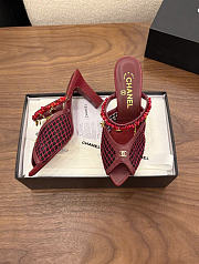 Kitlife Chanel Open-toe Shoes Burgundy Mesh fabric, Cotton, Sheepskin, High-grade resin & Metal  - 2