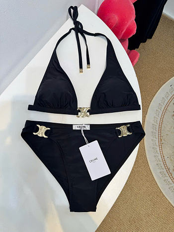 Kitlife Celine Metal Logo Bikini Swimsuit Black