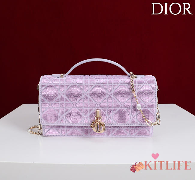 Kitlife Dior Miss Embroidered Beaded Bag Purple 21x11.5x4cm - 1