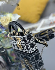 Kitlife Dior Lady D-Joy Mini Embroidered Crystal Black Beads Bag 16x9x5cm - 6
