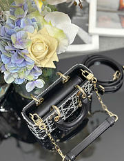 Kitlife Dior Lady D-Joy Mini Embroidered Crystal Black Beads Bag 16x9x5cm - 3