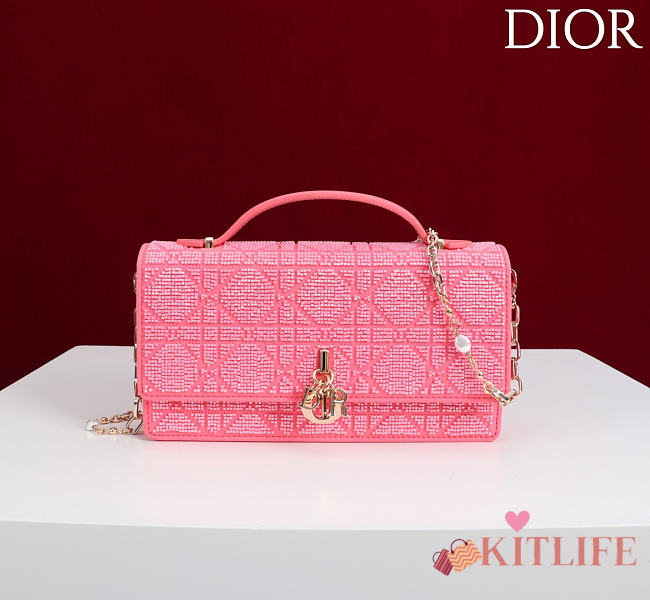 Kitlife Dior Miss Embroidered Beaded Bag Pink 21x11.5x4cm - 1