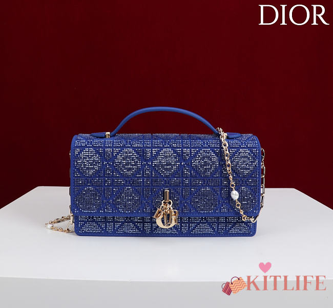 Kitlife Dior Miss Embroidered Beaded Bag Blue 21x11.5x4cm  - 1