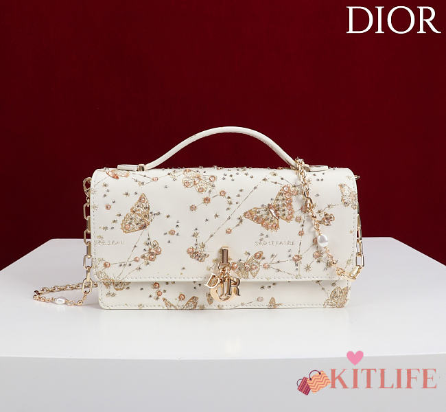 Kitlife Dior Embroidered Butterfly Bag Bag White 21x11.5x4cm - 1