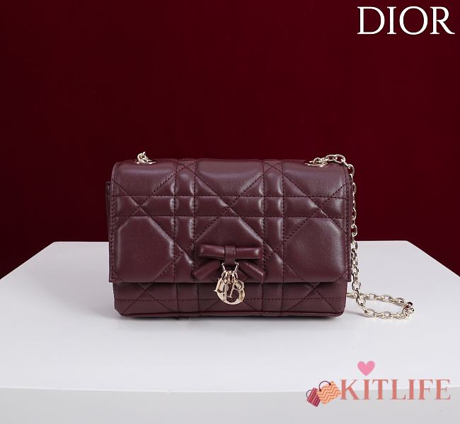 Kitlife Dior My Tender Dior Top Handle Mini Chain Bag Burgundy 19x12x4cm  - 1