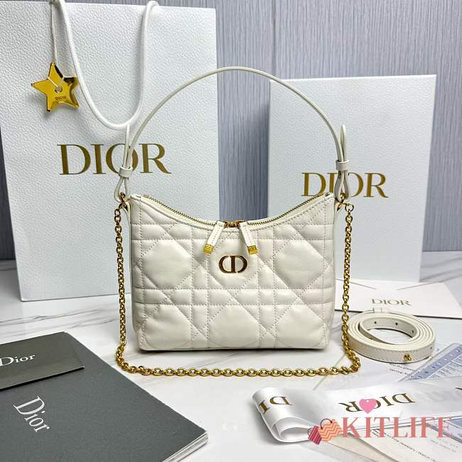 Kitlife Dior Miss Caro Diorling Mini Bag with Chain White 19x17x7cm - 1