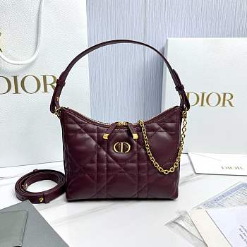 Kitlife Dior Miss Caro Diorling Mini Bag with Chain Burgundy 19x17x7cm 
