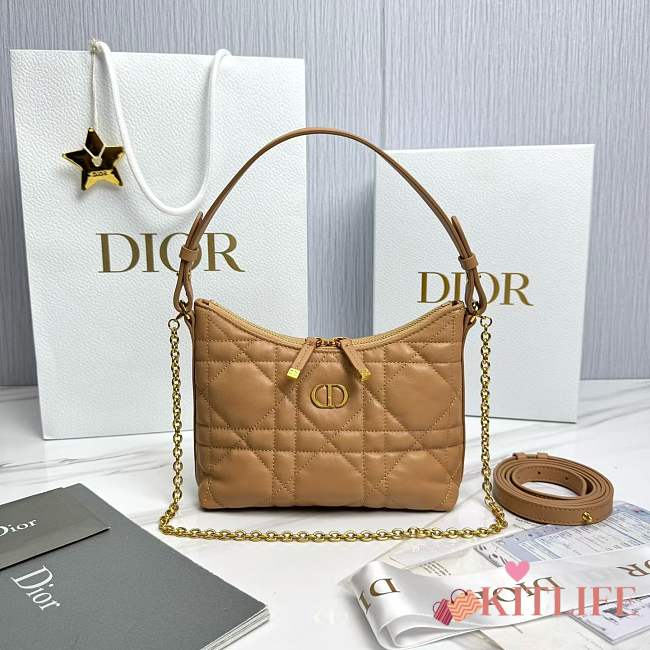 Kitlife Dior Miss Caro Diorling Mini Bag with Chain Brown 19x17x7cm  - 1