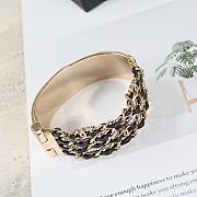 Kitlife Chanel Black Leather Chain Bangle - 4