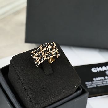 Kitlife Chanel Black Leather Chain Ring