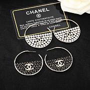Kitlife Chanel Metal Crystal CC Hoop Earrings Gold Black / White - 1