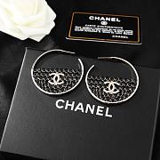 Kitlife Chanel Metal Crystal CC Hoop Earrings Gold Black / White - 5