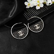 Kitlife Chanel Metal Crystal CC Hoop Earrings Gold Black / White - 2