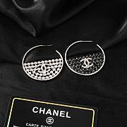 Kitlife Chanel Metal Crystal CC Hoop Earrings Gold Black / White - 3