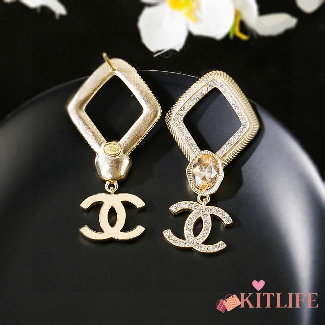 Kitlife Chanel Gold CC Logo Rhombus Earrings - 1