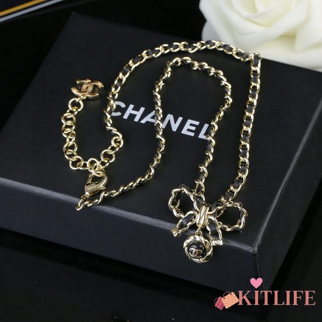 Kitlife Chanel Bow Necklace In Black Lambskin - 1