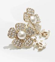 Kitlife Chanel Faux Pearl & Strass CC Flower Drop Earrings  - 6